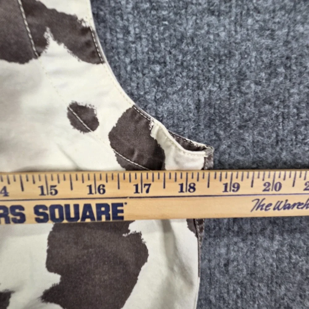 Vtg Liz Wear Cow‎ Print Zip Vest Cowgirl Western Rodeo Zip Up Y2K Pockets Medium - Picture 8 of 10